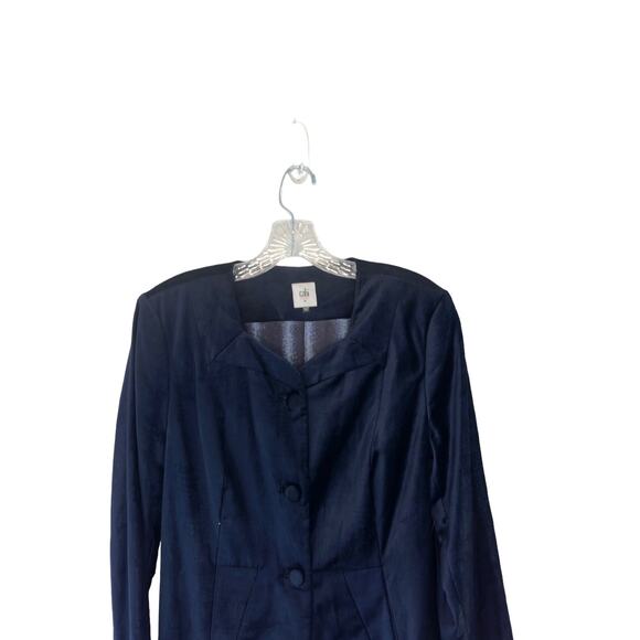 Cabi Navy Blue Velvet Peter Pan Dressy Entrance Coat Dinner Jacket Size Medium - Picture 4 of 11